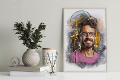 Double Exposure Abstract Portrait Watercolor Art Product Image 1