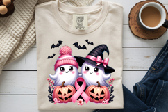 Pink Ribbon Halloween Ghosts PNG, Breast Cancer Sublimation Product Image 8