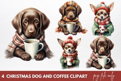 Christmas Dog And Coffee Clipart Sublimation Christmas Dog Product Image 1