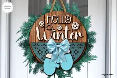 Hello Winter Door Sign Laser Cut | Door Hanger | SVG Product Image 1