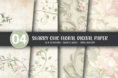 Shabby Chic Floral Digital Paper Product Image 1