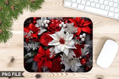 Christmas Flowers Sublimation Mouse Pad PNG Design Product Image 1