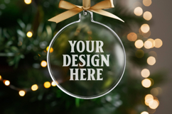 Acrylic Christmas Ornament Mockups | Clear Round Holiday Product Image 1
