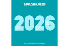Modern minimal cover background with 2026 numbers on blue Product Image 1