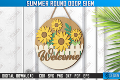 Summer Round Door Sign Laser Cut Bundle, Wooden Welcome Sign Product Image 12