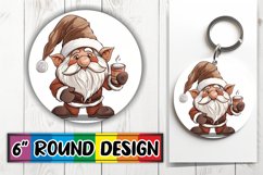 Winter Watercolor Gnome Keychain Round Design Sublimation Product Image 1