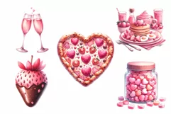 Valentine's Day Foods watercolor clipart Product Image 10