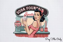 Soda fountain sweetie PNG,Retro PinUp Sublimation PNG Product Image 1
