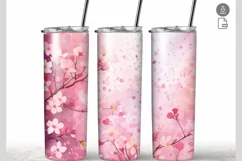Pink Flower Watercolor 20 oz Tumbler Wrap Sublimation Product Image 1