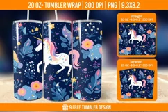 Unicorn Milkyway Tumbler Wrap Designs, Sublimation Wrap Product Image 1