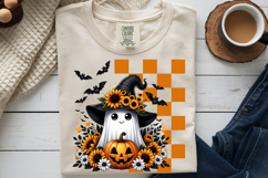 Cute Halloween Ghost PNG, Sunflower Pumpkin Sublimation Product Image 9