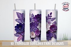 3d Flower Sublimation bundle Tumbler Wrap 20 oz Violet Product Image 11