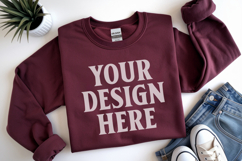 Antique Cherry Gildan 18000 Folded Flat Lay Mockups Product Image 1