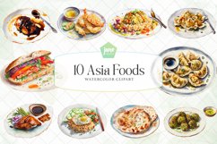 Asia Foods Watercolor Sublimation Clipart Product Image 1