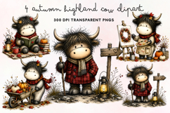 Autumn Highland Cow Clipart PNG Product Image 1