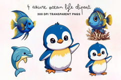 Azure Ocean Life Clipart PNG Product Image 1
