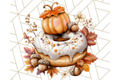 Fall Donut Clipart PNG, Autumn Donuts With Pumpkins Product Image 2