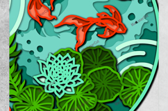Multilayer Koi Fish Pond Laser Cut 3D File Mandala SVG Product Image 4