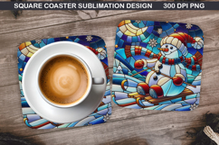 Snowman Coaster Sublimation, Christmas Coaster PNG Design Product Image 1
