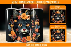 3D Cute Cat Tumbler Wrap Designs, Sublimation Wrap Product Image 1