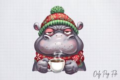 Grumpy Christmas Animal Coffee Clipart PNG Product Image 1