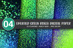 Emerald Green Bokeh Digital Paper Product Image 1