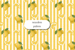 Lemon Stripe Seamless Summer Citrus Pattern Product Image 1