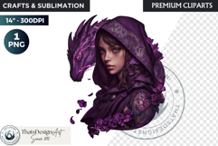 Fantasy Dragon witch clipart, enchantress, dragon egg queen Product Image 1