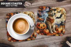 Cute Dog, Holiday Themes, Buffalo Plaid Square Coaster PNG Product Image 1