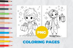 Cute boy with a flashlight Coloring Pages | Coloring book Product Image 1