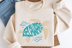 Delaware SVG | Sea Turtle Word Art | Coastal PNG | Beach Cut Product Image 1