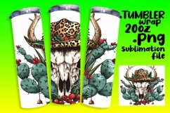 Watercolor Skull Tumbler Wrap - Cowboy Style 20oz Product Image 1