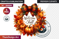 Autumn Harvest Wreath Clipart - Rustic Fall &amp; Thanksgiving Product Image 1