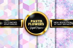 Pastel Flowers Digital Papers - 04 variations Product Image 1