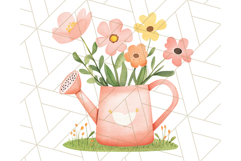 Pastel Watercolor Spring Clipart, Cheerful Floral Png Design Product Image 2
