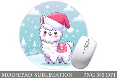 Christmas Lama Mouse Pad. Christmas Mouse Pad Sublimation Product Image 1
