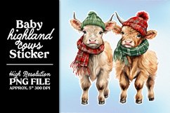 Baby Highland Cows PNG Christmas Stickers Product Image 16