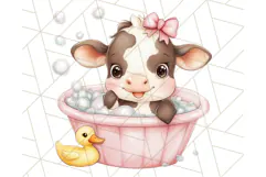 Farm Animal Babies in Bubble Bath PNG, Nursery Clipart Product Image 2