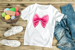 Neon Pink Glow Coquette Bow Clipart, glowing coquette bow Product Image 9