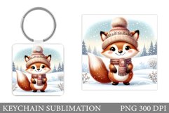 Christmas Fox Keychain. Winter Fox Keychain Design Product Image 1