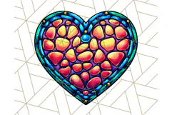 Stained Glass Hearts and Butterflies Clipart PNG Product Image 2