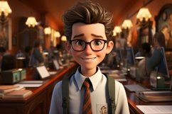 3D Character Child Boy Bank_Teller with relevant environment Product Image 1