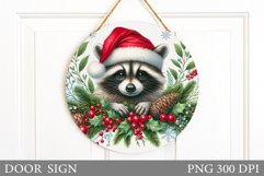 Christmas Raccoon Door Sign. Christmas Door Sign Sublimation Product Image 1