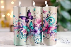 Flowers &amp; Butterfly Tumbler Wrap | Sublimation | Tumblers Product Image 1