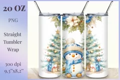 Christmas Sublimation Tumbler Design, Watercolor Snowman Product Image 1