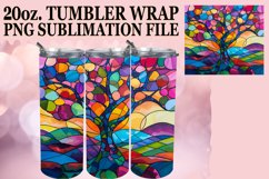 Stained Glass Tree 20oz Tumbler Wrap Colorful Sublimation Product Image 1