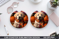 Halloween Dog Car Coaster Sublimation| Halloween Coaster PNG Product Image 1