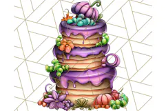 Whimsical Halloween Cake Clipart PNG, Spooky Desserts Product Image 2