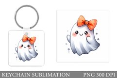 Cute Ghost Keychain Design. Cute Halloween Keychain Product Image 1