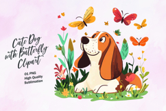 Cute dog with butterfly clipart Product Image 1